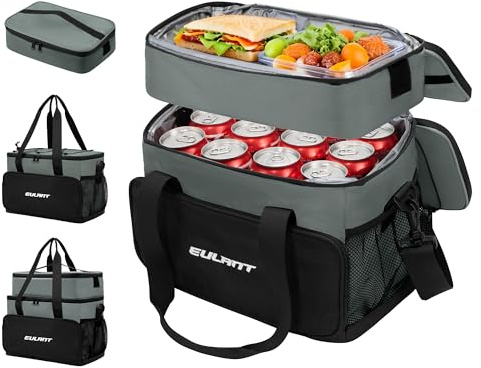 EULANT 2in1 Kühltasche Set mit Wasserdichtem Reißverschluss,16L Kühlbox Groß + 5L Lunch-Tasche Klein,Isoliert Picknicktasche, Fassungsvermögen für Camping,Picknick,Strand, Arbeit,Reise,Schul,Auto