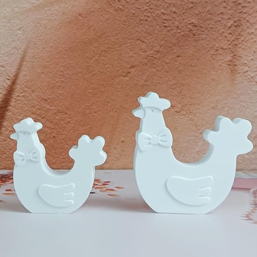 Silikonformen Gießformen Tier, 2 Stück Silikonform Huhn mit Schleife Gießformen Silikon Huhn Gipsform zum Gießen Tier Kerzenformen zum Gießen Gießform Frühling Weihnachten für Gips Kerzen (A)