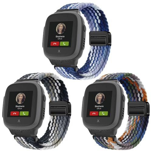 SUGARJAR 3 Stück Geflochtenes Armband Kompatibel mit Xplora Kidzi/XGO2/XGO3/X5 Play,Ultraleichtes Gewebe, 10ATM Wasserdicht, Kinderfreundlich für XPLORA Kidzi/X5/XGO 2/XGO 3, Mädchen Jungen Geschenk