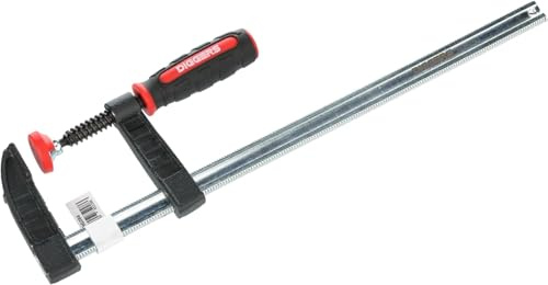 Diggers 250 mm F-Clamp with Bi-Material Handle • 50 mm Depth • 170 kg Clamping Force • Heavy-Duty Woodworking, Welding & DIY Clamp