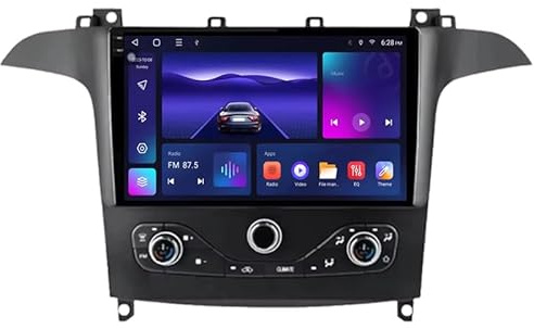 YQINGQ Autoradio Stereo für Ford S Max S-MAX 2006-2015, Android 15 2DIN 9-Zoll- Touchscreen GPS mit Rückfahrkamera Aufladung Mirror Link WiFi USB SWC Plug-and-Play,8 Core 4G+WiFi 4G+64G