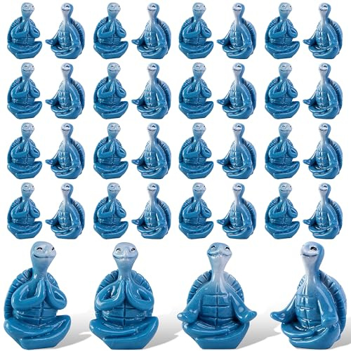 Watayo Mini-Meeresschildkröten-Meditations-Yoga-Figuren, Miniatur-Zen-Yoga-Schildkröte, Kunstharz-Statue, Küstenstrand, kleine meditierende Schildkröten, Dekoration für Zuhause, Büro, Tisch, Garten