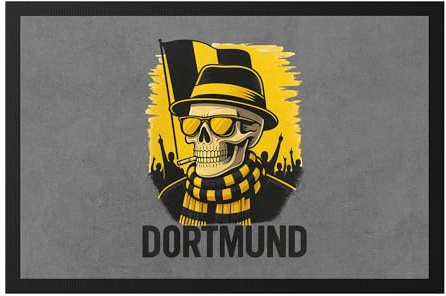 Hey!Print Dortmund Fussmatte Geschenkidee Fanartikel Fußball Supporter Schwarz Gelb