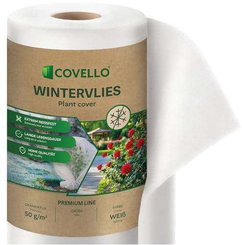 Covello Voile d'Hivernage pour Plantes et Cultures 180m x 1,6m Blanc 50g/m² | Voile Hivernage Exterieu 288m² Protection UV, Perméable à l'eau, Respirante, Protection Contre le Gel et les Nuisibles