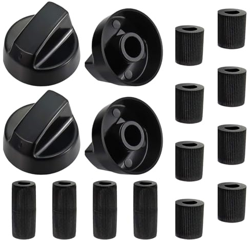 4 Pcs Cooker Knobs Replacement Black Plastic Universal Kitchen Gas Cookers Oven Control Knob, Direct Mounting Precise Temperature Stoves Knob for Cookers and Hobs Home Kitchen( 42mm )