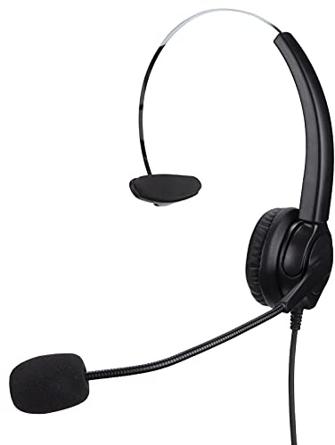 KIMISS Telefon-Headset OmniDirectional Business Office Kabelgebundenes Callcenter-Headset mit Telefon für den Professionellen Einsatz (VH530-RJ9 (einzelnes Ohr))