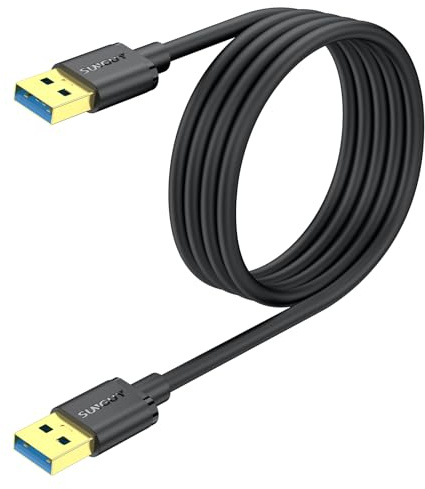 SUNGUY USB to USB Cable 2m, USB 3.0 Type A Male to Type A Male Cable Data Transfer up to 5Gbps Compatible with Printers, Modems, Hard Drives, Monitor, Camera, Wacom, DVD, Hub