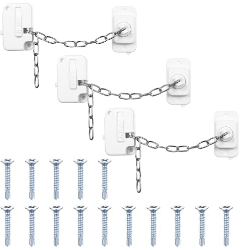 3 PcsWindow Locks for Upvc Windows, Window Restrictor Locks for Upvc Windows, Adjustable Self Adhesive Sliding Window Safety Restrictors for Cats Pets Safety, Fridge, Cabinets, Drawers, with Screws