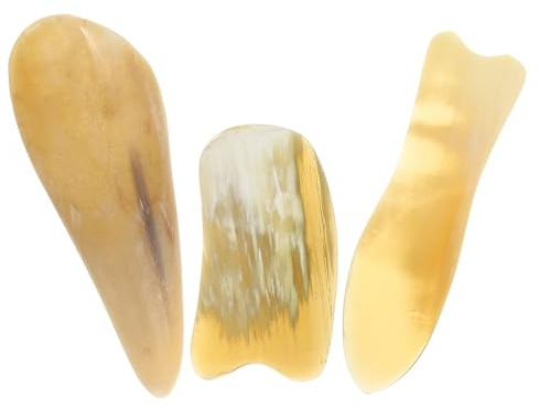JHKNNK 3 Stück Ochsenhorn Gua Sha Schabestangen Leichtes Massagegerät für Gesicht Rücken und Körper Natürliche Langlebige Schabestöcke aus Ochsenhorn Einfach zu Reinigen