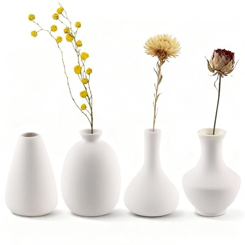 QUTHZZHY Mini Keramikvase Set, Weiße Keramik Vase für Moderne Wohnkultur | Bemalen Sie Ihr Eigenes Keramik-Vasen-Set für DIY, Wohnzimmer, Regaldekor, Esstisch Bücherregal Kaminsims