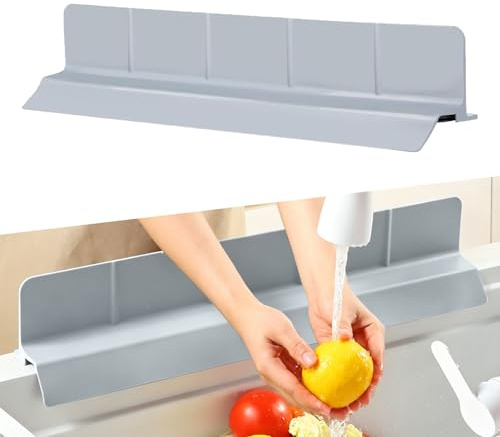 22.8x3.9in Silicone Sink Splash Guard, Blue-Gray Water Splash Guard | for Kitchen Sink Area Behind Faucet Drip Catcher Tray