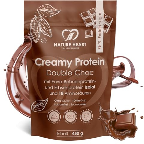 Nature Heart Creamy Protein Double Choc, 450g, 76% Pflanzenprotein