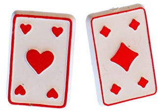 Miniblings Karten Skat Poker Ohrstecker Spielkarten rot weiß - Handmade Modeschmuck I Ohrringe Stecker Ohrschmuck