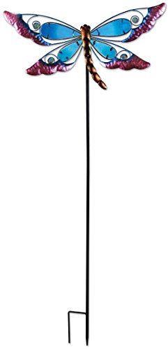 Sunset Vista Designs 92613 Gartenstecker Libelle Frühling Metall Glas Blau