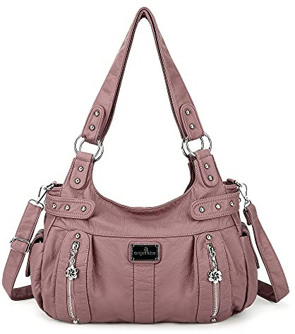 Angelkiss große börsen und Handtaschen für Damen, gewaschenes Kunstleder, Crossbody Hobo-Umhängetasche, Schultertasche, Handtasche, Pink (rose), Large