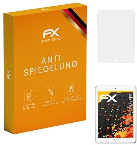 atFoliX Panzerfolie kompatibel mit Apple iPad 9,7 2018 Schutzfolie, entspiegelnde und stoßdämpfende FX Folie (2X)