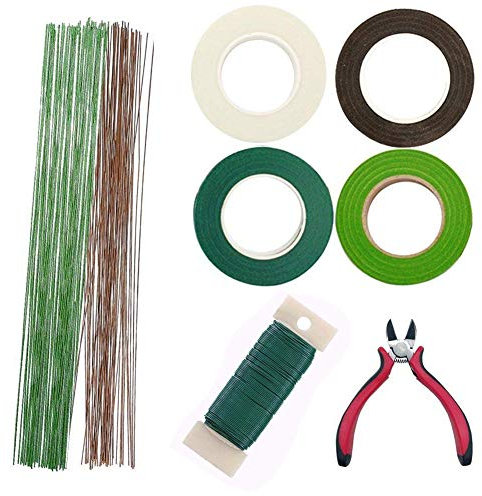Woohome 8 Stück Blumen-Arrangement Tool Kit Flora Kreppband, 26 Gauge Blumenstamm Draht, Floral Wire und Hochzeit Bouquet Drahtschneider