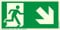 Notausgang Schild ISO 7010 gem. ASR A1.3, in 300x150 mm Aluminium Nachleuchtend selbstklebend SUPER-N, rechts-abwärts-Flucht-Rettungswegzeichen