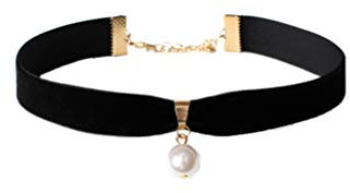 TENDYCOCO Modische Velvet Pearl Choker Halskette für Frauen tägliches Tragen schwarz