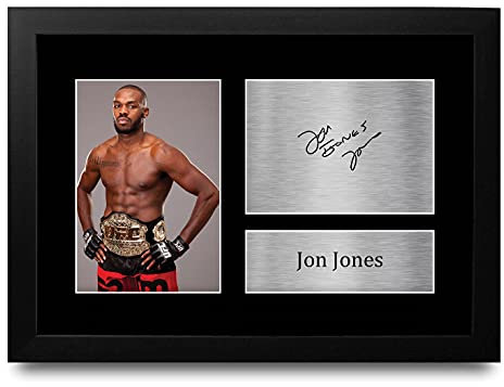 HWC Trading Jon Jones MMA Gifts gedrucktes Autogramm für UFC-Fans, gerahmt, A4