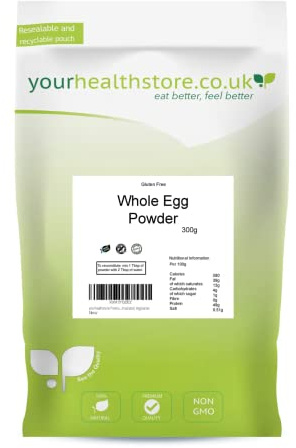 yourhealthstore Premium Whole Egg Powder 300g, Free Range, Perfect for Scrambled Eggs, No Additives, Not Irradiated, Vegetarian, Non GMO Gluten Free, 100% Pure.