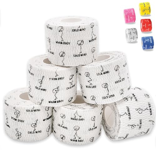 WARM BODY COLD MIND 4,7cm Hook Grip Tape für Gewichtheben - Weightlifting Tape für Crossfit, Krafttraining, Sporttape, Baumwolle Thumb Tape, Daumen Tapen (6 Rollen Weiß)