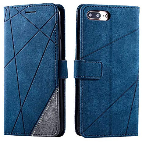 SONWO Cover per iPhone 7 Plus/iPhone 8 Plus, Flip Caso in PU Pelle Case Cover Portafoglio Custodia per iPhone 7 Plus/iPhone 8 Plus, [Kickstand] [Slot per Schede], Blu