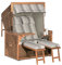Sonnenpartner Strandkorb Admiral 2-Sitzer XL 3/4-Liegemodell antikbraun/Taupe mit 2 Komfortkopfkissen