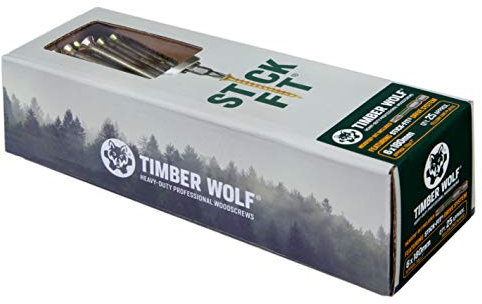 Timber Wolf TW60180 Vis à bois – 6,0 x 180 mm – Boîte de 25 pièces, zinc et jaune (or)
