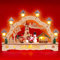 SIKORA LB70s Kleiner LED Holz Schwibbogen Dorfkirche mit Weihnachtsmarkt L: 27 cm