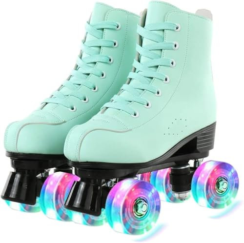 YUDOXN Rollschuhe.Klassische Retro Rollschuhe.Classic Roller, komfortabl LED Rollerskates für Jugendliche und Anfänger.Mädchen. (Frucht grün, 39)