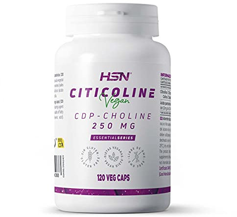 Citicolina CDP 500 MG de HSN | Colina de Alta Disponibilidad para 2 Meses = 2 Cápsulas Vegetales = Dosis Diaria | Con Ácido Pantoténico (Vitamina B5) | No-GMO, Vegano, Sin Gluten