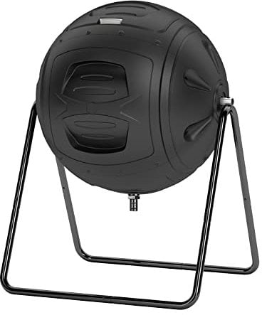 EJWOX Multifunction Garden Tumbling Composter, Heavy-Duty Fast-Working Compost Bin with Easy-to-use Drain Plugs to Collect Liquid,Black