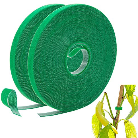 Heveer Pflanzenbinder Wiederverwendbar Pflanzenbinder Selbstklebend Wetterfeste 10mm Breit für Kletterpflanzen Gesamtlänge 14,56m Grün