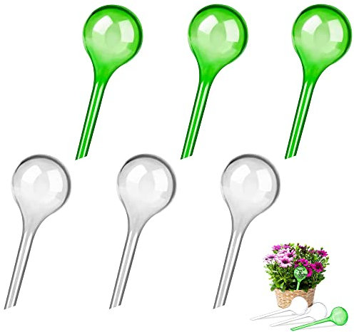 6 Piezas Bola de riego de Flores Globos de Riego Bombillas Auto Riego para Plantas Adecuado para Plantas de Interior, Plantas de Exterior, Plantas en Maceta, Plantas de jardín y Plantas Colgantes