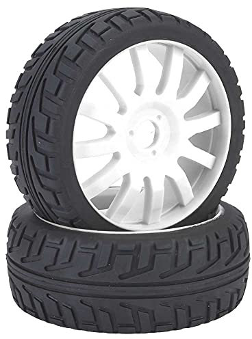 1/8 RC Auto Rad,Felgennaben Reifen Gummireifen für 17mm Sechskant 1/8 On Road Racing RC Auto Zubehör für HSP HPI Rennwagen Spielzeug(Weiß), RC-Rad RC-Reifen RC Autoreifen 1/8 Gummireifen Offroad