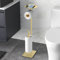 FEILERN Toilettenpapierhalter Stehend, Klopapierhalter Stehend mit Oberer Ablage, Rostfreie Edelstahl Freistehender Toilettenpapierständer, Klorollenhalter Stehend mit Platz für 4 Ersatzrollen, Gold