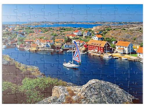 MyPuzzle Blick über Kyrkesund an der Schärenküste, Insel Tjörn, Bohuslän, Schweden - Premium 100 Teile Puzzle - MyPuzzle Sonderkollektion von Puzzle Galaxy