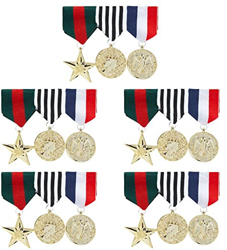 WEBEEDY 5 juegos de insignias militares para disfraz, medalla, oficial, combate, medalla, broche de plástico, insignia de héroe militar, medallas para abrigo, chaqueta, disfraz, uniforme