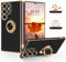 Samsung Galaxy S23 Ultra Hülle, SouliGo Galaxy S23 Ultra Handyhülle Slim weiche TPU Silikon Case Cover mit 360 Grad Ring Halter Ständer stabil Kratzfest Hülle für Samsung Galaxy S23 Ultra Schwarz Gold