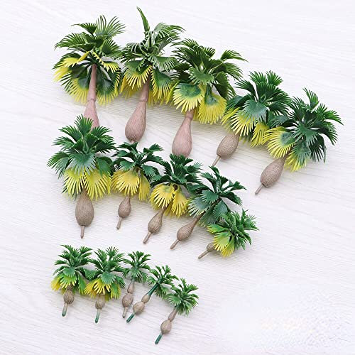 DAZZLEEX 15 Stück Palmen-Modellbaum-Modelle können für Modelldekoration verwendet Werden, DIY-Miniatur-Szenen können auch für Kuchendekoration usw. verwendet Werden.