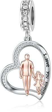 Vater Tochter Charm passend für Pandora Charms Armband Sterling Silber Charms für Armbänder Geburtstag Valentinstag Geschenke für Tochter Mutter Liebhaber