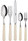 SABRE PARIS - Tafelbesteck-Set, 5-teilig - Pop - Messer, Gabel, Esslöffel, Teelöffel & Kuchengabel - Edelstahl & Acryl - Spülmaschinenfest - Elfenbeinfarbe
