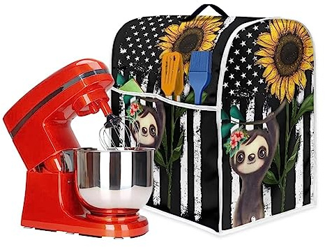 Psesaysky Amerika-Flagge Faultier Mixer Abdeckung Küchenmixer Schüsseln Abdeckung L Größe Waschbare Abdeckungen Küchengeräte Fall Frauen Geschenk mit Tragegriff oben für einfache Lagerung Universelle