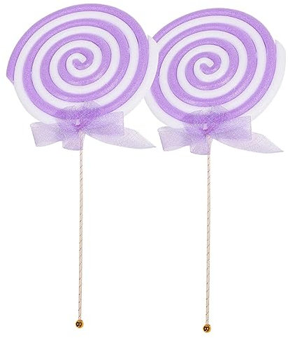 Gadpiparty 2st Lutscher-Requisiten Zuckerstange Aus Kunststoff Glitzer Hängt Süß Baum Hängende Süßigkeitendekoration Lutscherfoto Fotografie-Requisite Violett Groß Lebensmittel Schaum