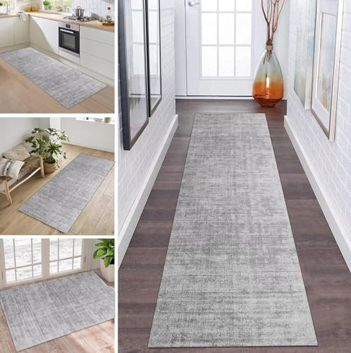 ZDYHMrj Teppich Läufer Flur Küche rutschfest waschbar Teppichläufer Lang 110X160CM Grau Korridor Teppichmatten Kücheteppich Schlafzimmer Wohnzimmer Flurmatten Breit 40-120cm