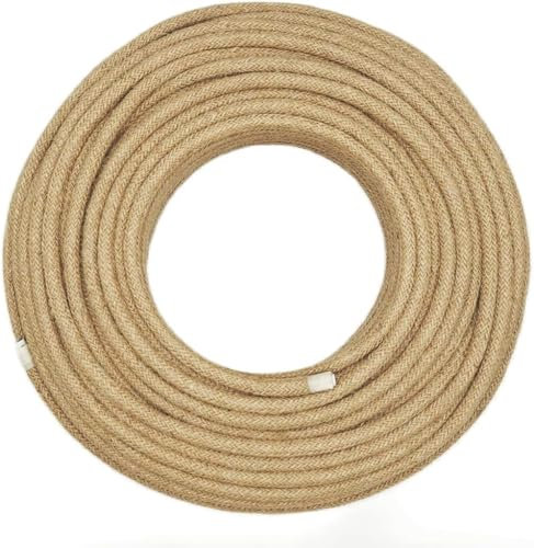 5Meters 3 Core Round Vintage Fabric Braided 0.75mm Flex Flexible Cable Electrical Wire for DIY Lamps Industrial Pendant Lights Lighting Appliances (Hemp)