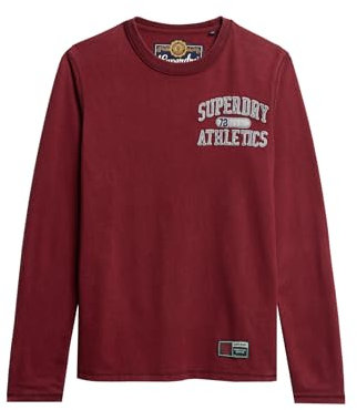 Superdry Men's Vintage Athletic Chest ls tee t9-Jersey top (m), Rich Burgundy, L