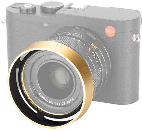 JJC Gold Aluminium Metall Runde Gegenlichtblende mit Objektivdeckel Kit für Leica Q Q2 Q3 Q3 43 Ersetzt Leica Runde Gegenlichtblende Q