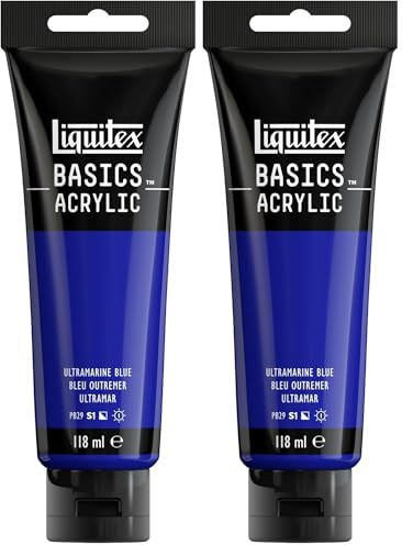 LIQUITEX 8870030 Basics Acrylic Paint, Ultramarine Blue, 118 ml Tube (Pack of 2)